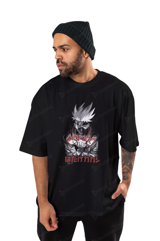 NARUTO (はたけカカシ) "Hatake Kakashi." DROPSHOULDER CREW NECK TEE