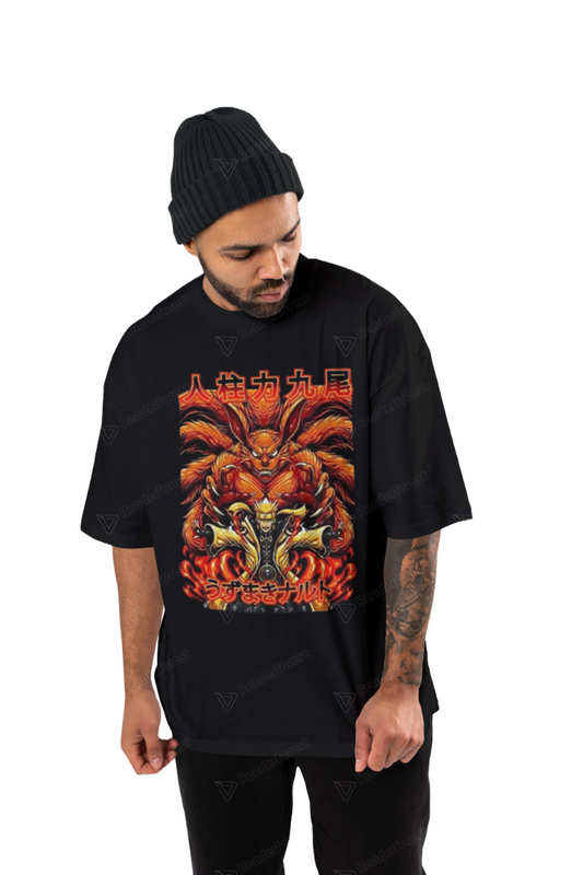 NARUTO NINE TAIL EDTION DROPSHOULDER CREW NECK TEE